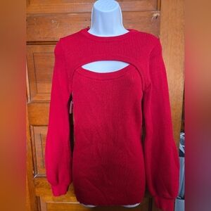 NWT Vine & Love Red Single Cold Shoulder Mock Turtleneck Sweater  Size Large